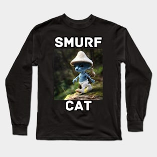 Funny blue mushroom Cat Meme we love live lie Long Sleeve T-Shirt